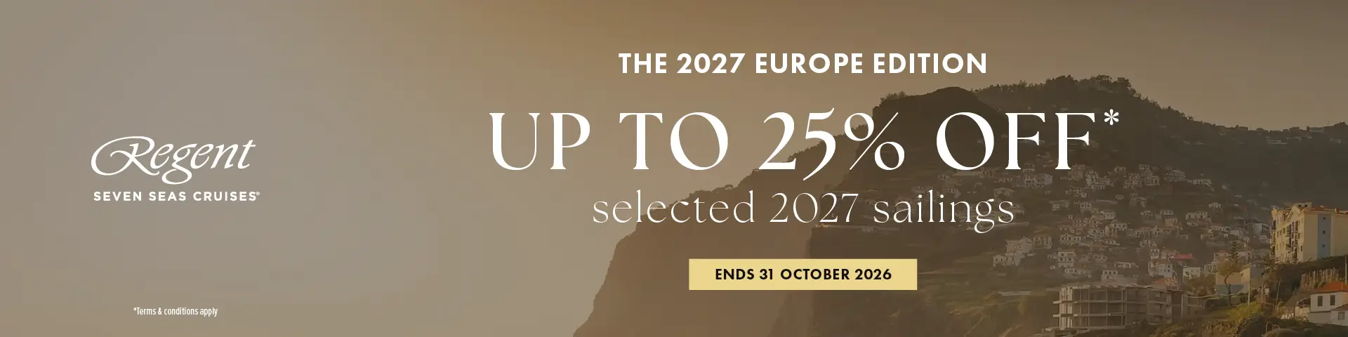 Regent Up To 25% Off Selected 2027 Sailings T&C's